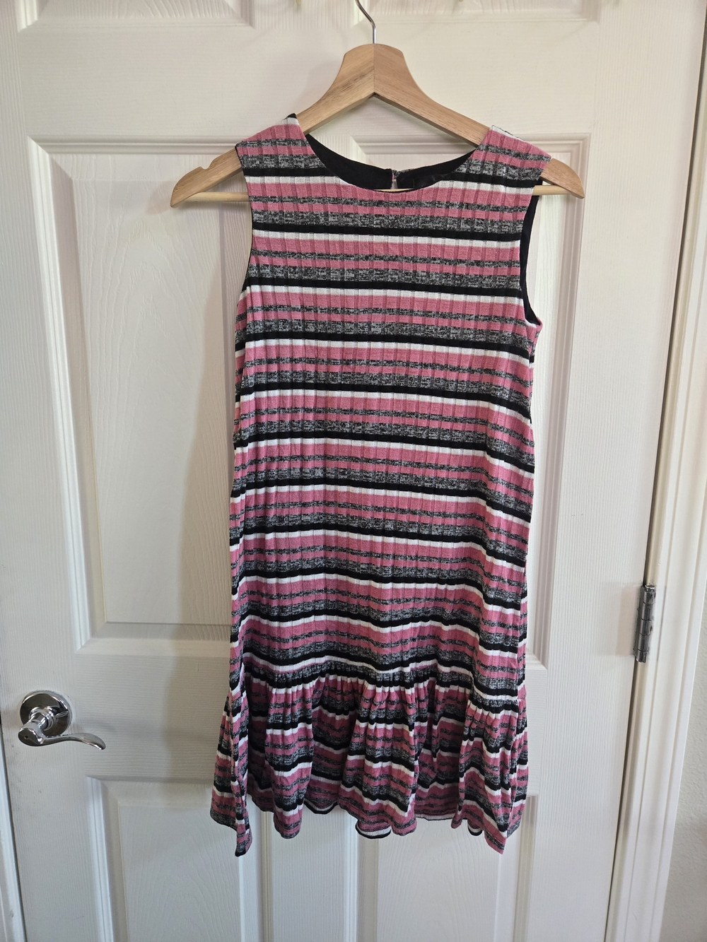 As U Wish Pink and Black Striped Knit Sleeveless Dress- L